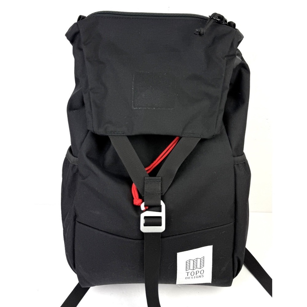 Topo Designs Y Pack Backpack Black Canvas Hiking Travel Rucksack New READ